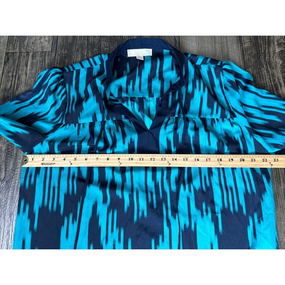 Michael Kors Cemetric Y Neck Tasseled Sheer Blouse - Size L Bohemian‎ - Picture 2 of 4